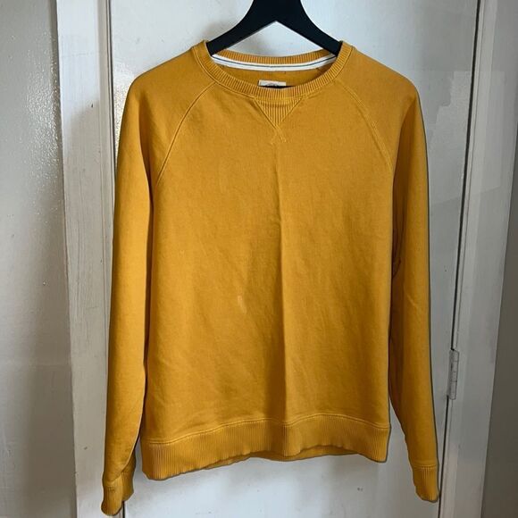 BROOKS BROTHERS RED FLEECE Goldenrod Yellow Cotton Blend Crewneck Sweater-M - Picture 1 of 9